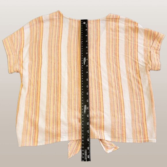 Anthropologie Cloth & Stone Linen Tie Waist Crop Top and Cropped Wide Leg Pants - Picture 6 of 10